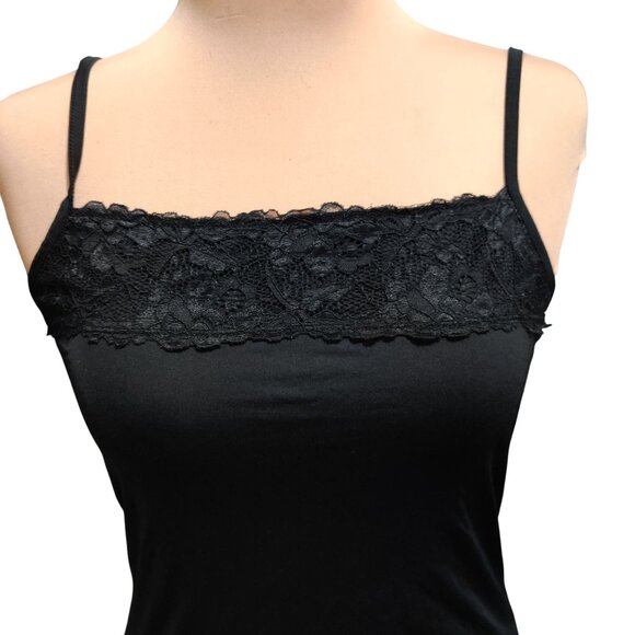 Maurices L Womens Black Camisole Tank Top Lace Trim Adjustable Straps Layering - Picture 2 of 12